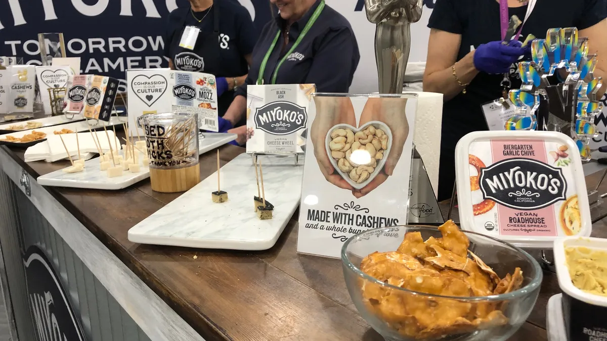 Plant-based cheeses from Miyoko's Creamery at Plant Based World in 2019.