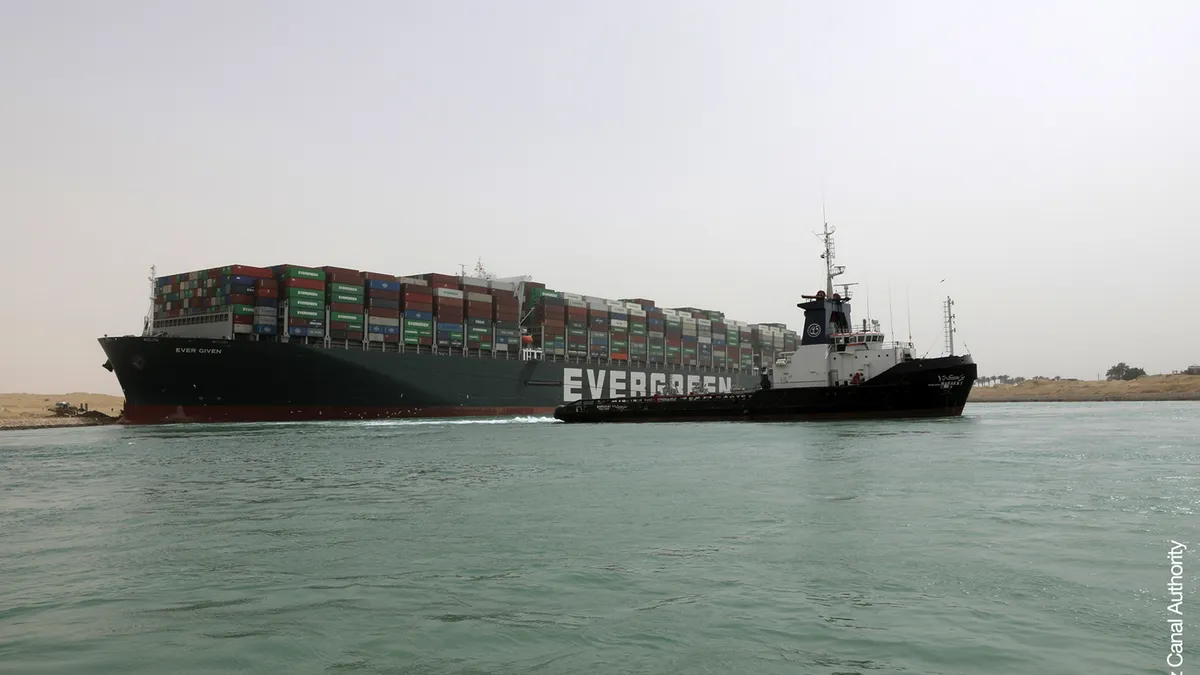 The Ever Given ship stuck in the suez canal