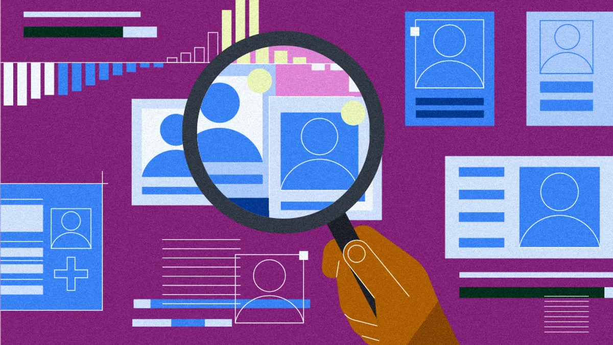 Infographic image of research and magnifying glass
