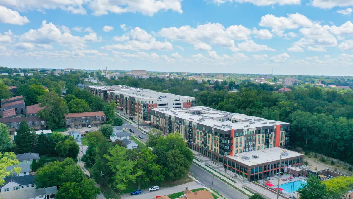 Aerial picture of an apartment property.