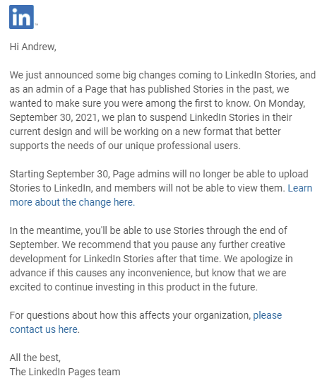 LinkedIn Stories