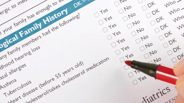Filling out a medical history form