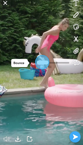 A screenshot of Snapchat's 'Bounce' tool