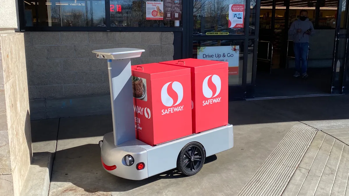 Tortoise remote-controlled delivery vehicle with Safeway branding