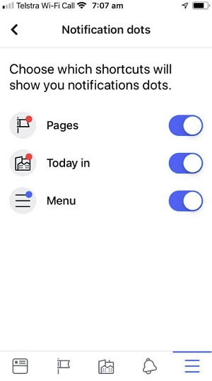 Facebook tab notifications