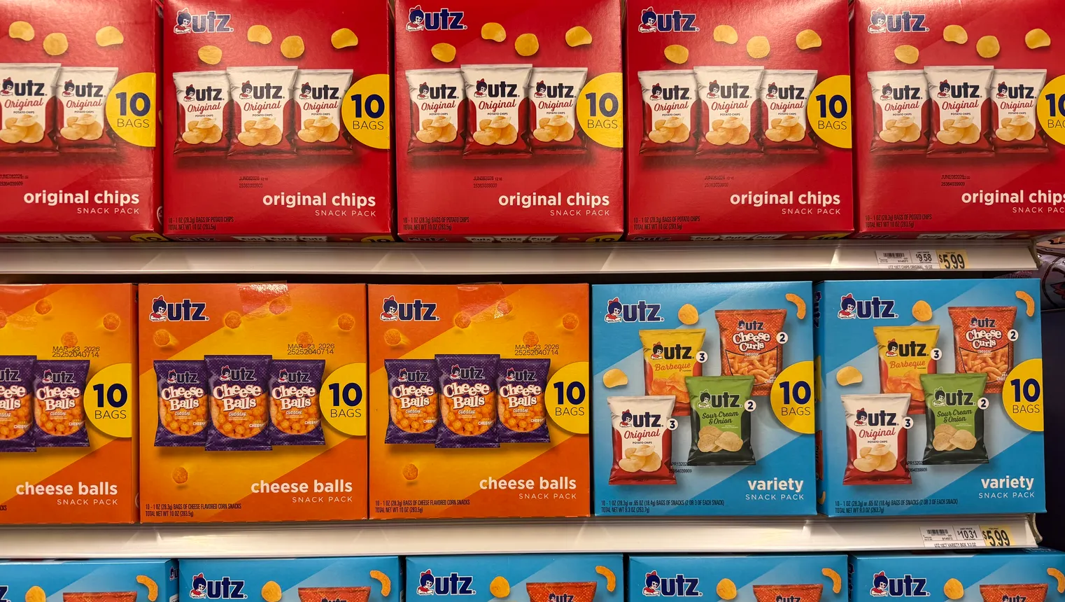 Boxes of Utz Chips at a Washington, D.C., area grocery store.