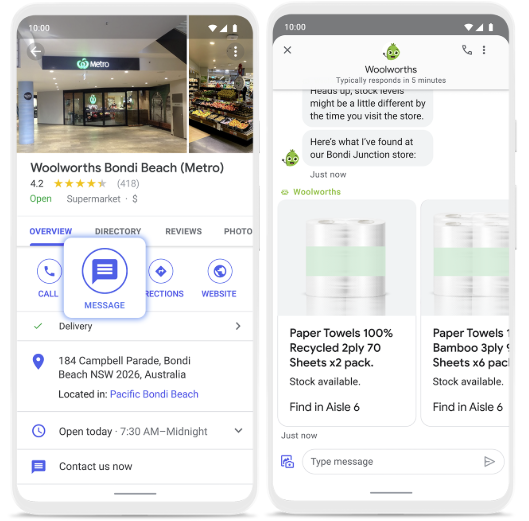 Google Business messaging