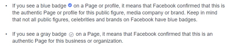 Facebook verified badge explanation