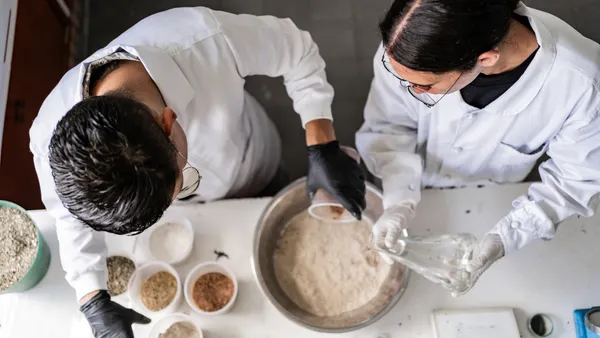 High angle view of scientists working in a laboratory