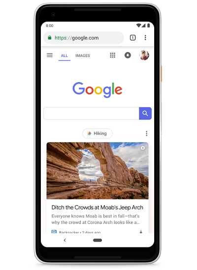 Google Discover on google.com