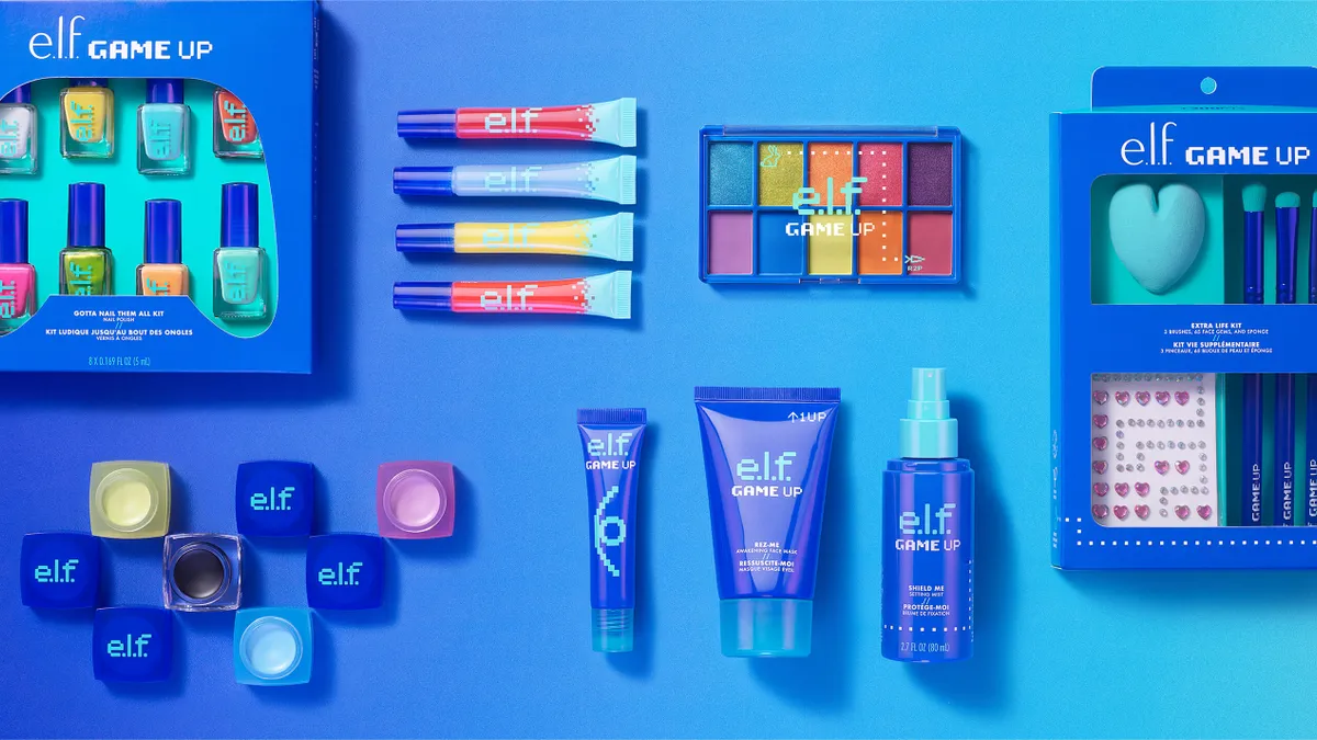 E.l.f. Cosmetics' Game Up collection of eight beauty and skincare products targeted at a gaming audience.