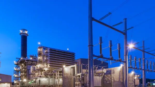 A power plant at night.
