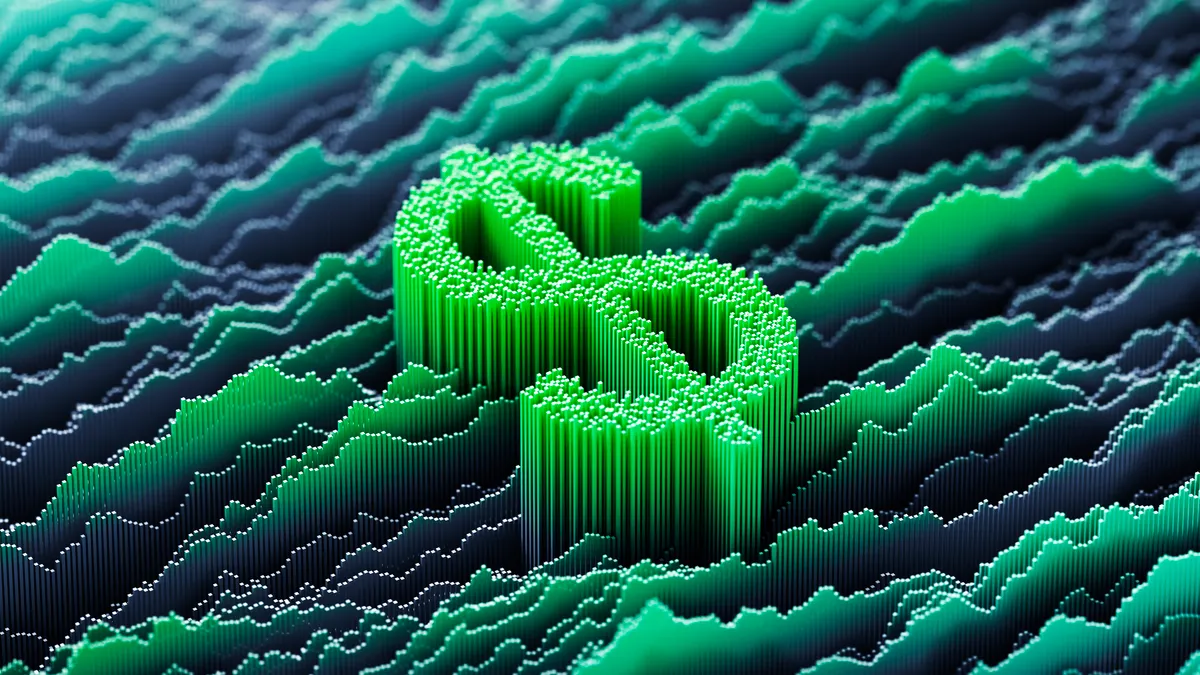 Dollar sign on stock market chart background