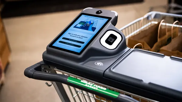 Close-up of a smart cart screen.