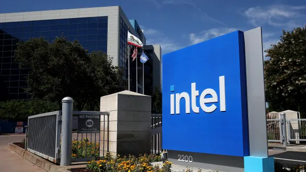 Sign outside Intel's Santa Clara headquarters