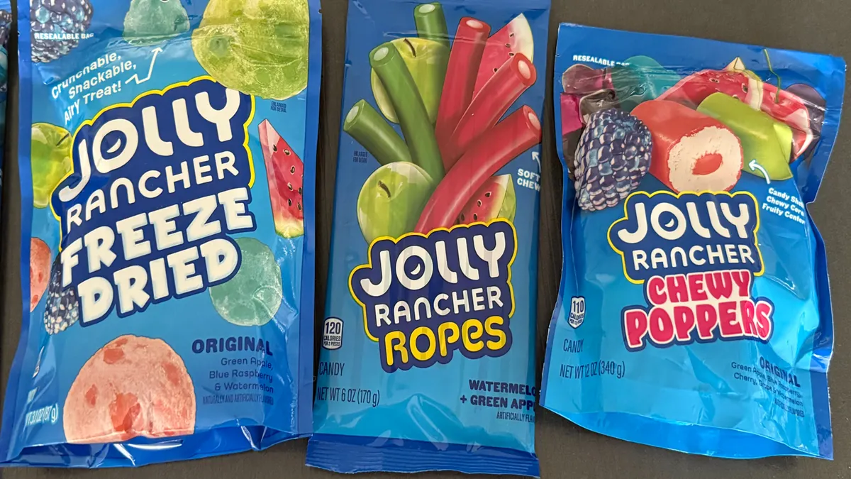 Packages of Jolly Rancher candy.