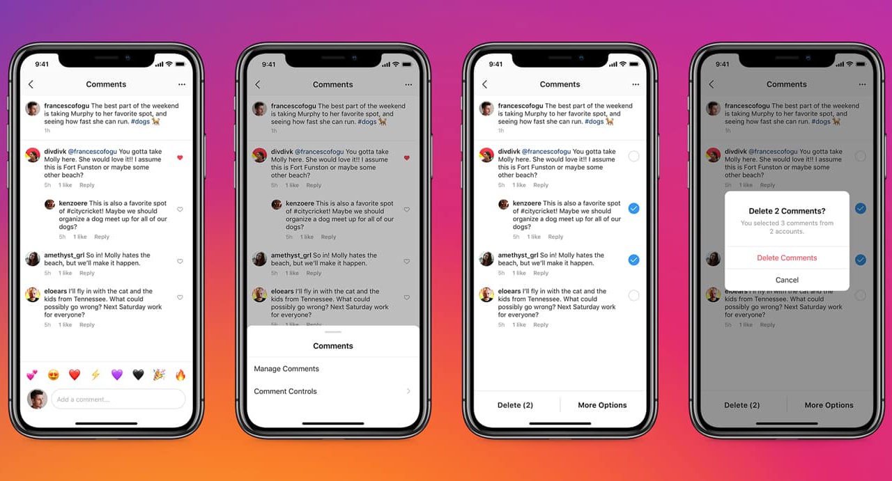 Instagram bulk comment removal