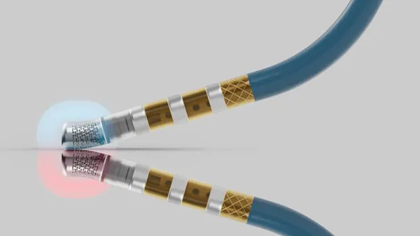 An image of a blue catheter.