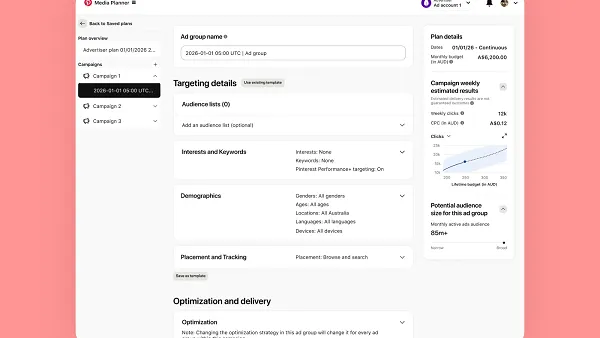 Pinterest Media Planner