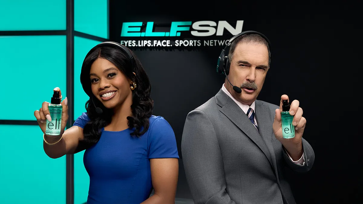 Gabby Douglas and Patrick Warburton in an e.l.f. campaign