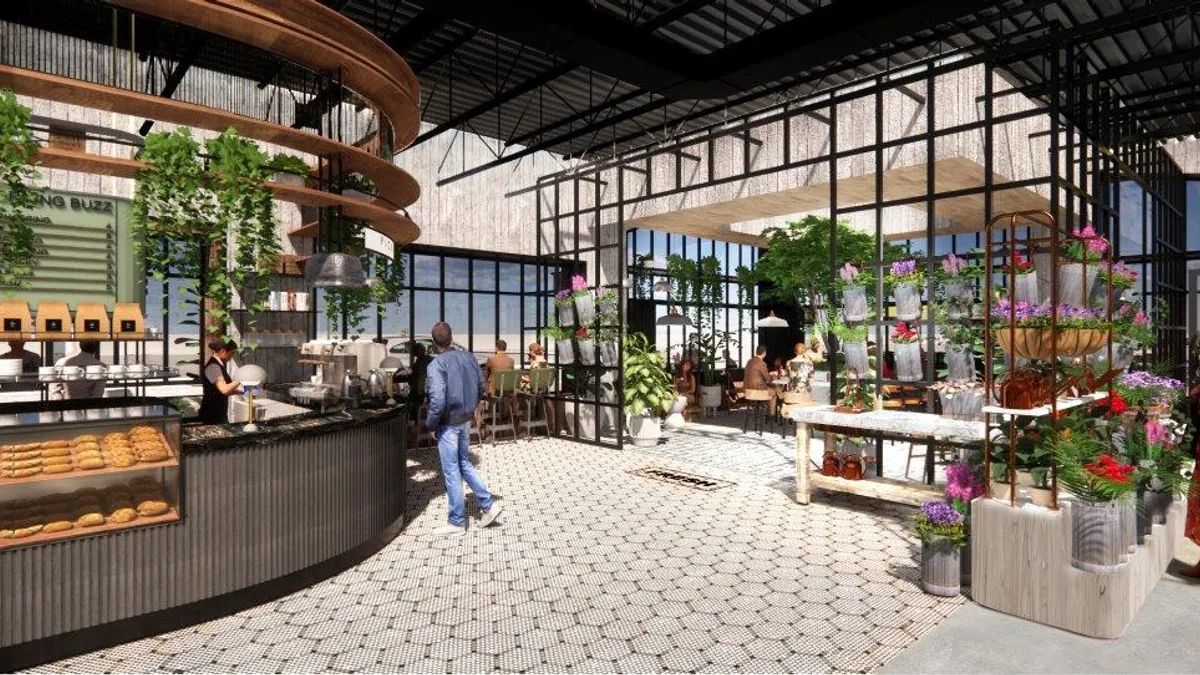 Rendering of interior of Dom's Kitchen & Market store