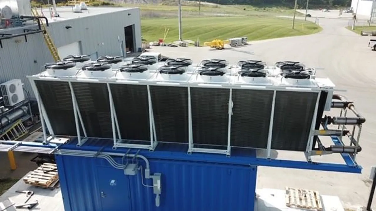 A machine on top of a container