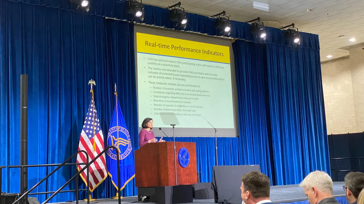 CMS Administrator Seema Verma speaks during an HHS event Thursday, Jan. 20, 2020, announcing new Medicaid policy.