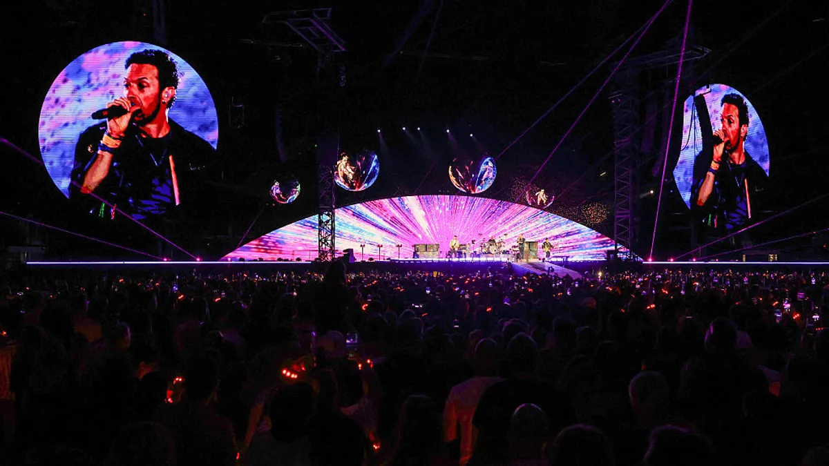 Chris Martin performs on a stop of Coldplay's Music of the Spheres world tour at Allegiant Stadium on June 06, 2025 in Las Vegas, Nevada.