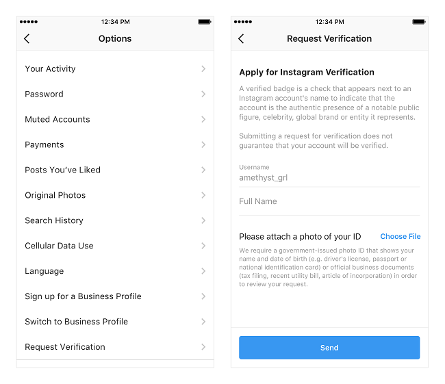Hoe to apply for Instagram account verification