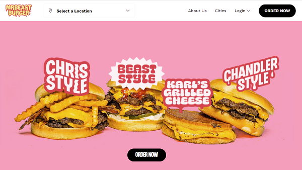 Mr. Beast Burger website