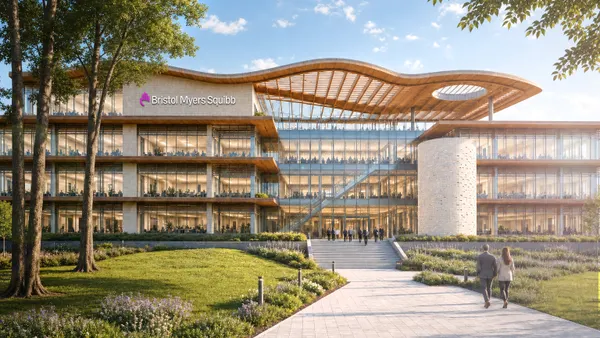 A rendering of Bristol Myers Squibb's manufacturing campus plans for Houston.