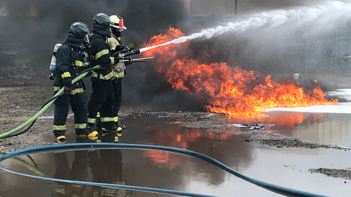 Students from the Fox Valley Career Center and the Indian Valley Vocational Center in Illinois participate in the Fire Science Jamboree during the 2021-22 school year.