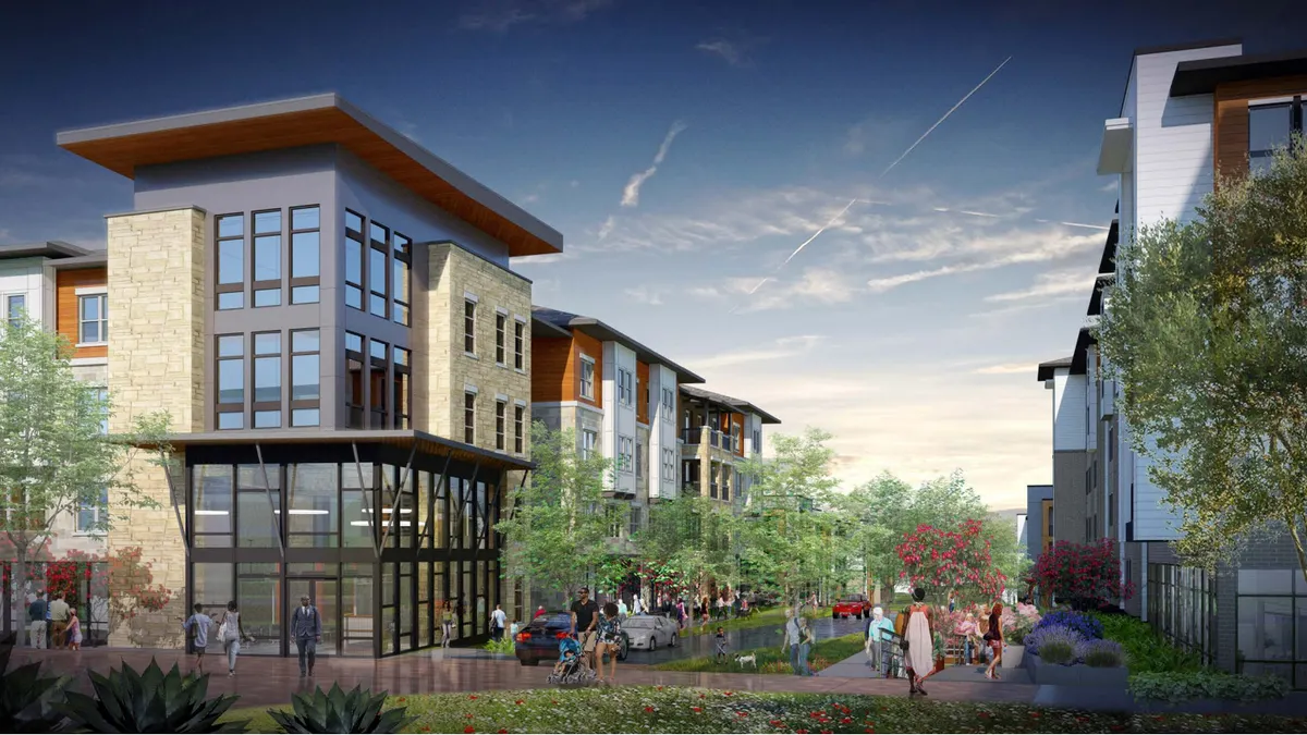 Rendering of a mixed-use development in Athens, Georgia.