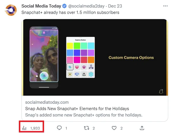 Twitter view counts