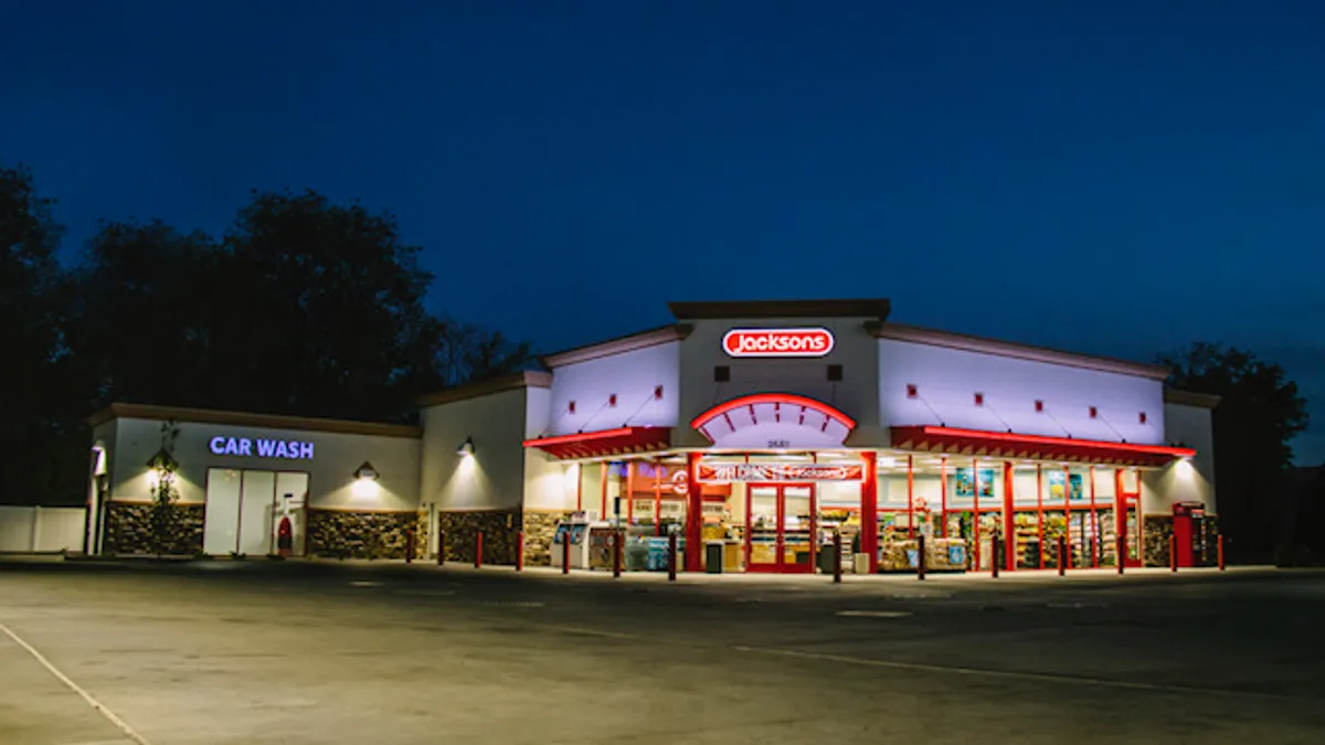 A photo of the exterior of a Jacksons Food Store.