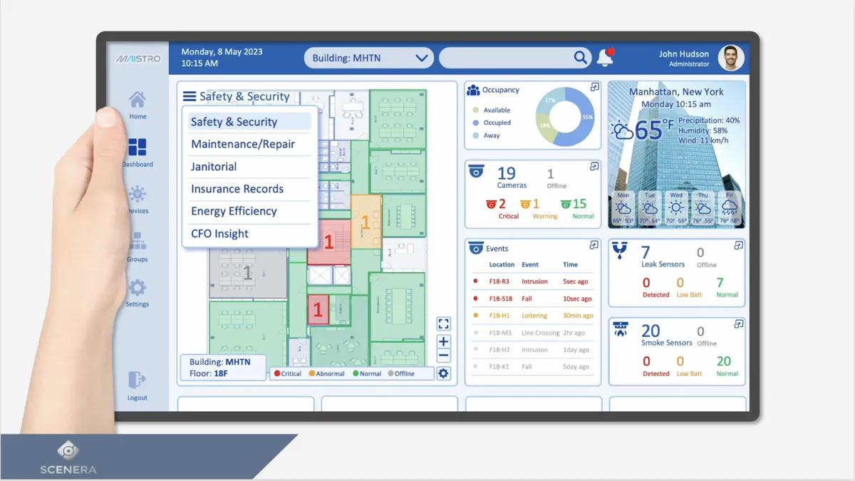 A view of an applications dashboard that will incorporate generative AI for improved facilities management.