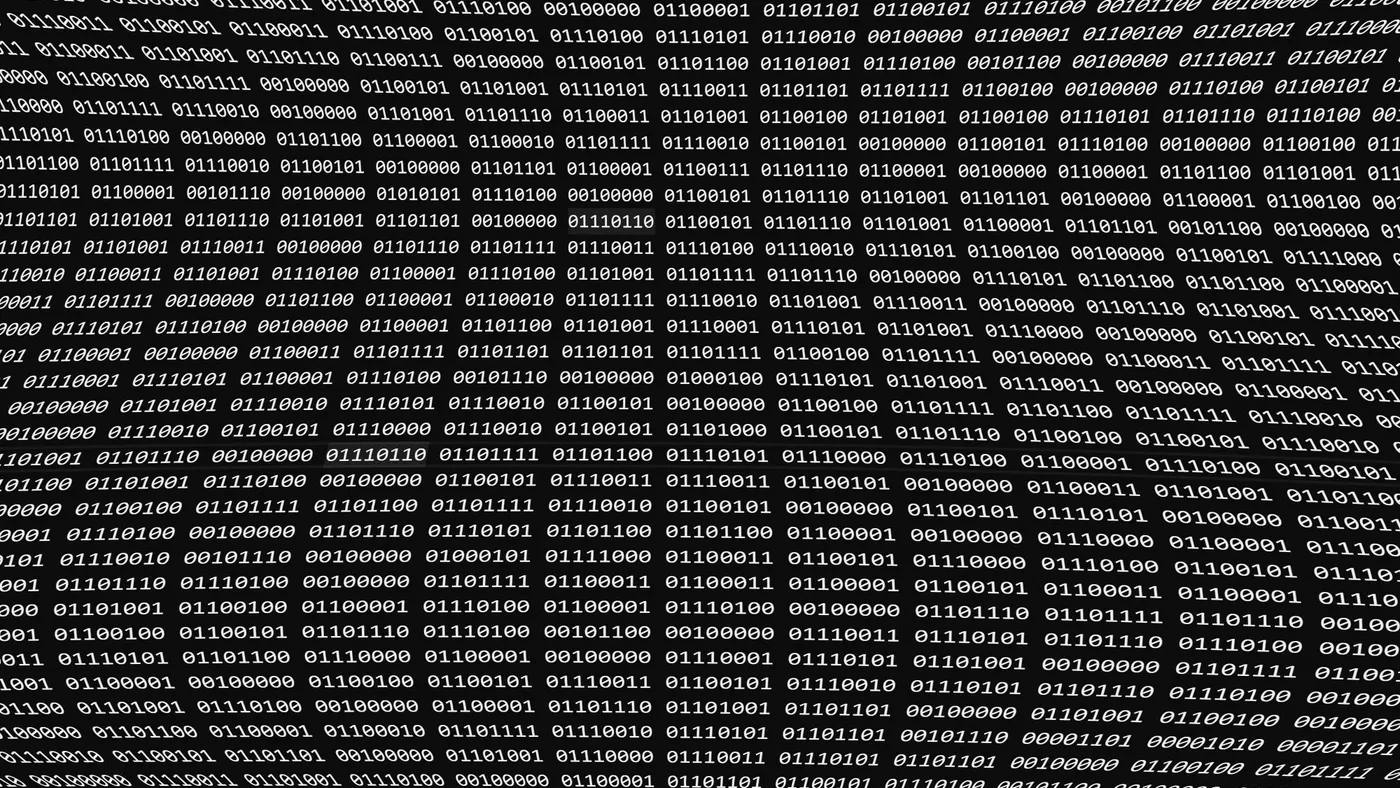 Binary code of ones and zeros