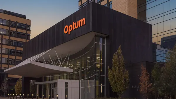 The Optum logo on an office building.