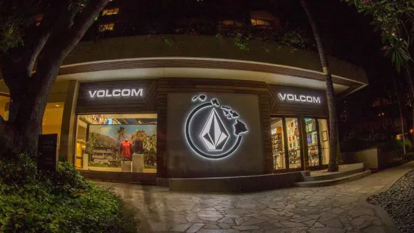 The exterior of a Volcom store.