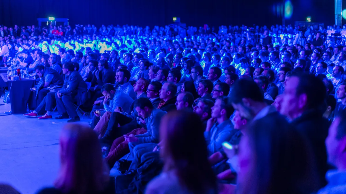 Attendees at a tech conference