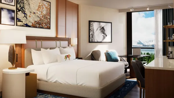 A rendering of a guest room at Caesars Republic Lake Tahoe Hotel & Casino.