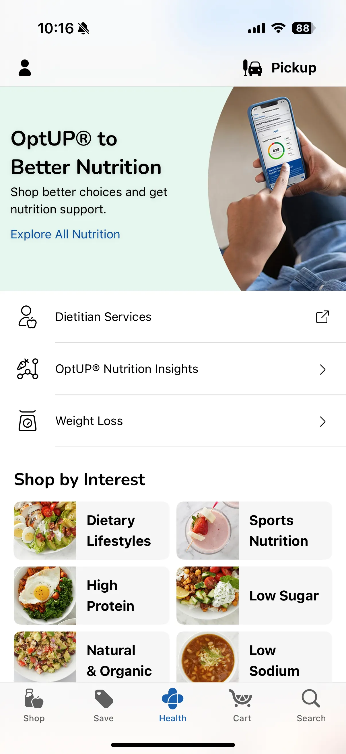 A screenshot of the Kroger app.
