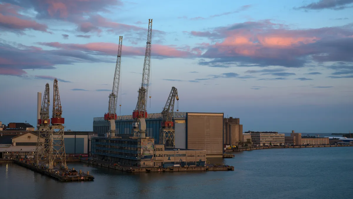 Helsinki Munkholmen Harbor, Cranes and Warehouse Buildings, Helsinki Munkkisaari.