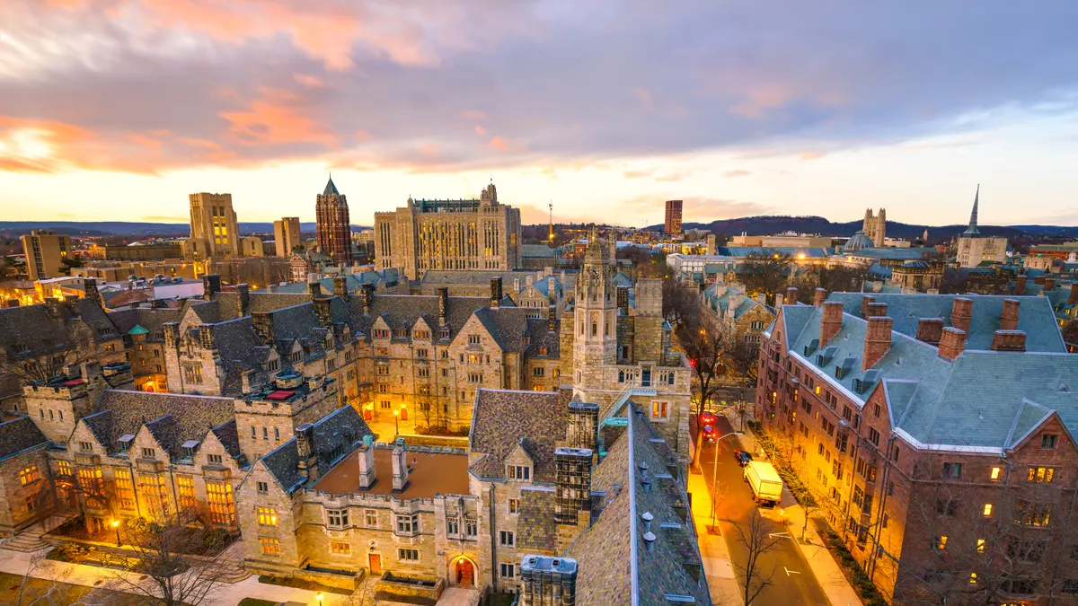 Historical building and Yale university campus - stock photo