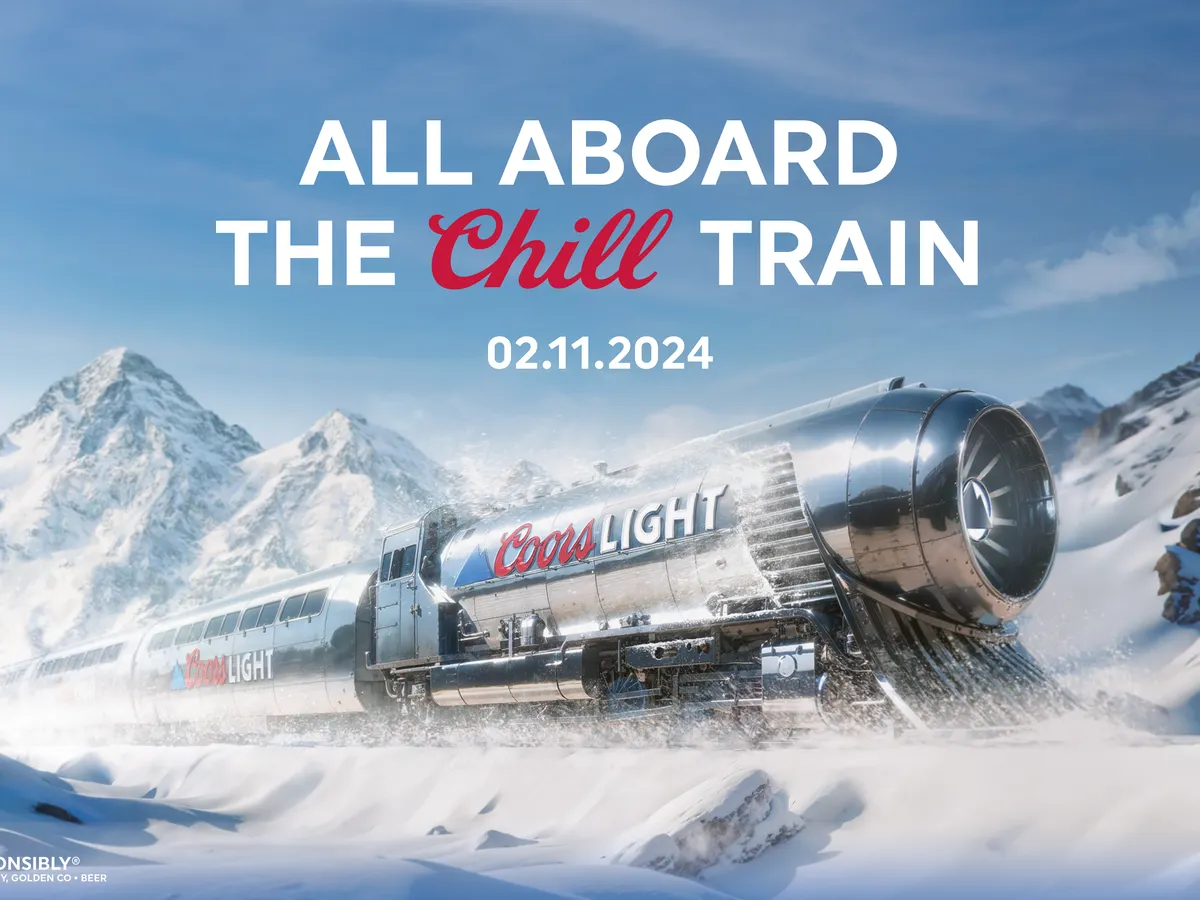 Coors LIGHT バナー ／アメリカンビール販促バナー Coors Light's silver bullet train returns for Super Bowl with