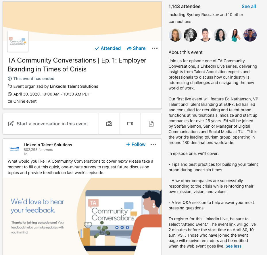 LinkedIn Virtual Events
