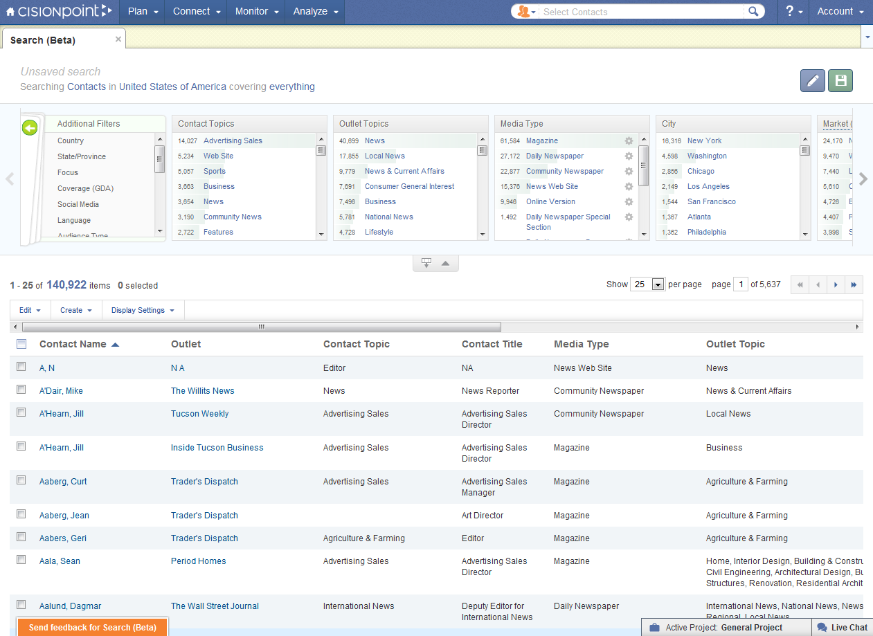 Cision screenshot