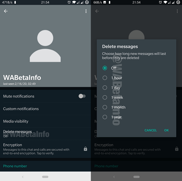 WhatsApp Disappearing Messages