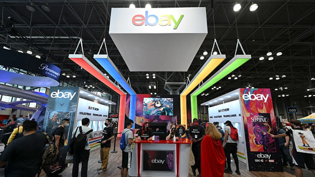 Guests enjoy an eBay Buy It Now display during Day 1 of New York Comic Con 2021 at Jacob Javits Center on October 07, 2021 in New York City.