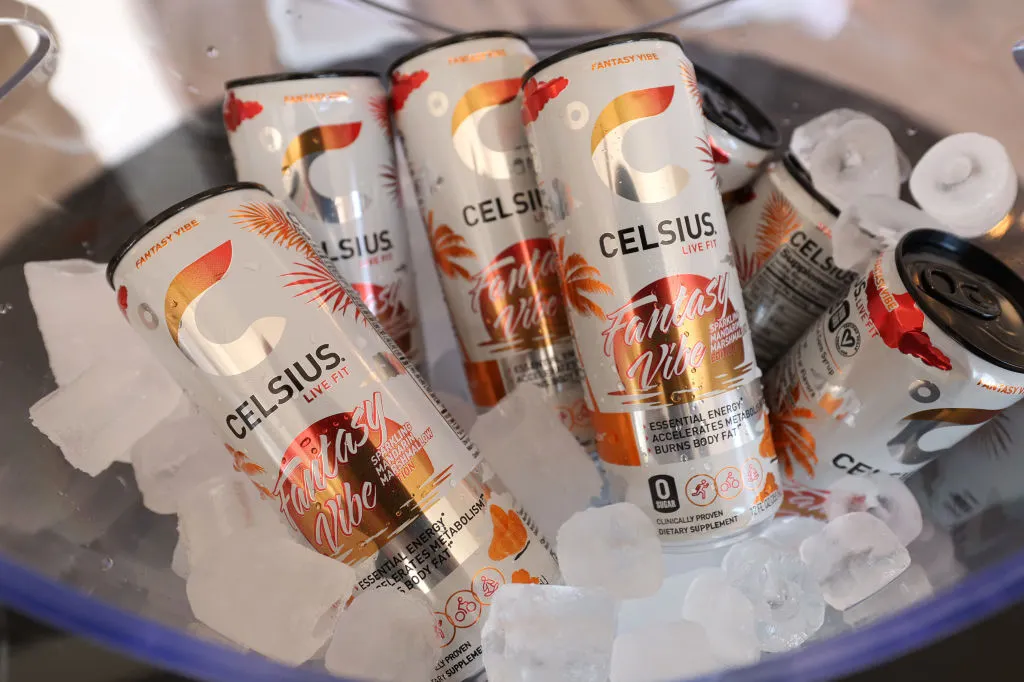 Cans of Celsius energy drinks